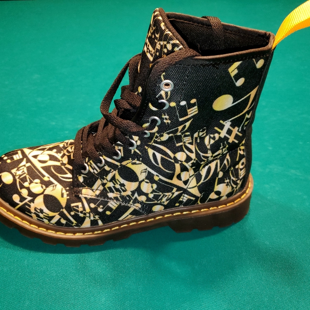 Music Note Lace Up Martin Ankle Boots